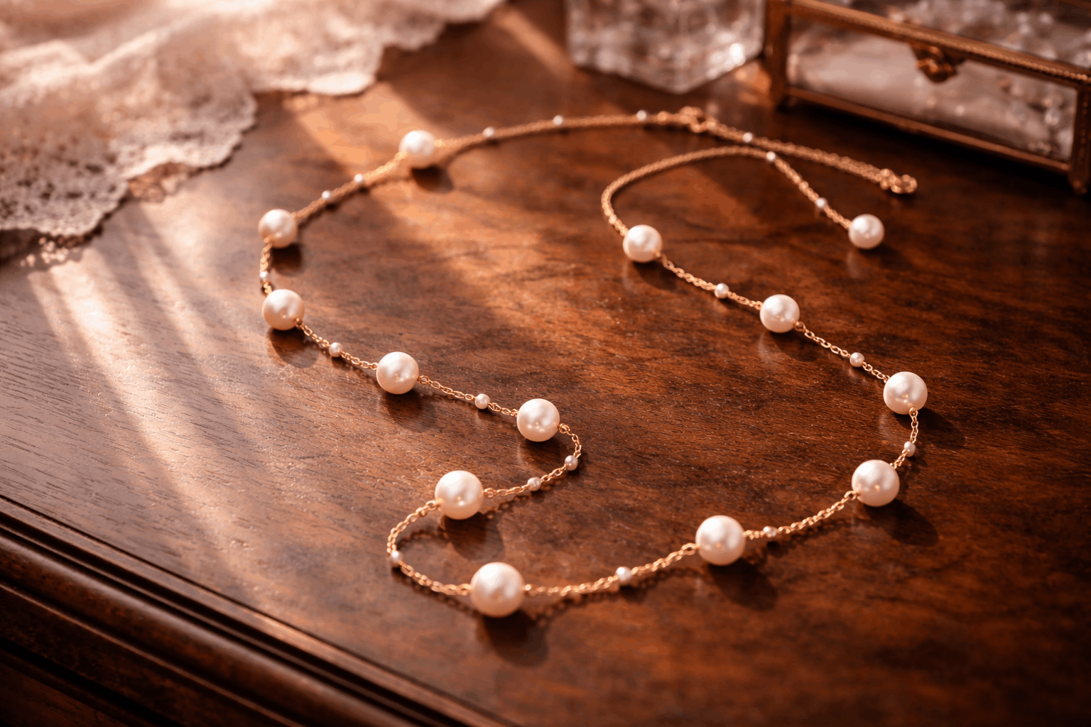 pearlsonly-blog-127-image-6-pearl - Χρυσή αλυσίδα με μαργαριτάρια σε σταθμούς - Κοσμήματα με Μαργαριτάρια - pearlsonly